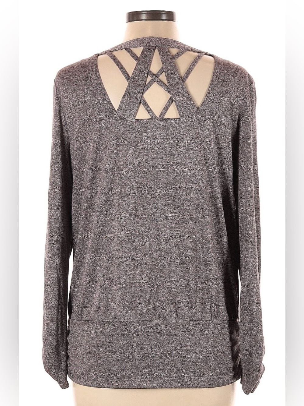 EUC Fortune + Ivy Heather Beige Top with Long Sleeves and Cutout Back